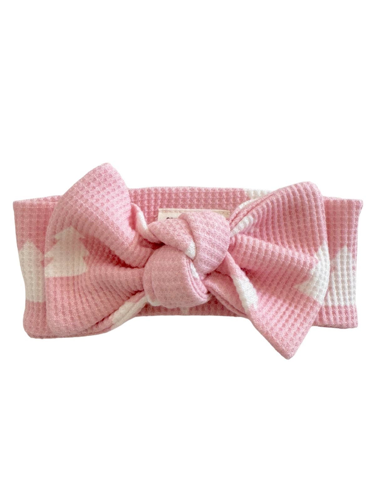 SpearmintLOVE - Organic Waffle Knot Bow || Pink Christmas Trees