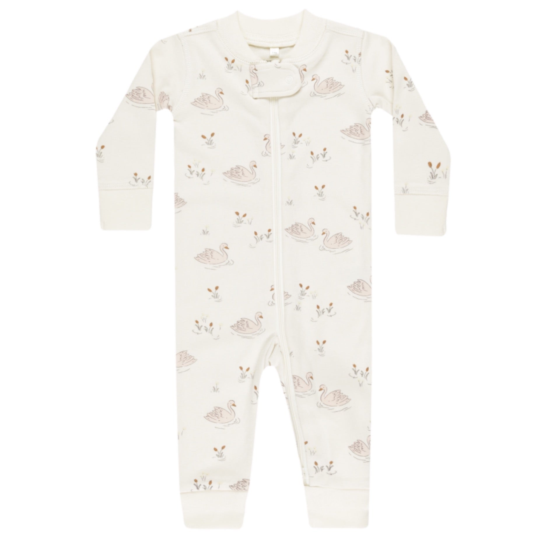 Quincy Mae - Zip Long Sleeve Sleeper || Swans