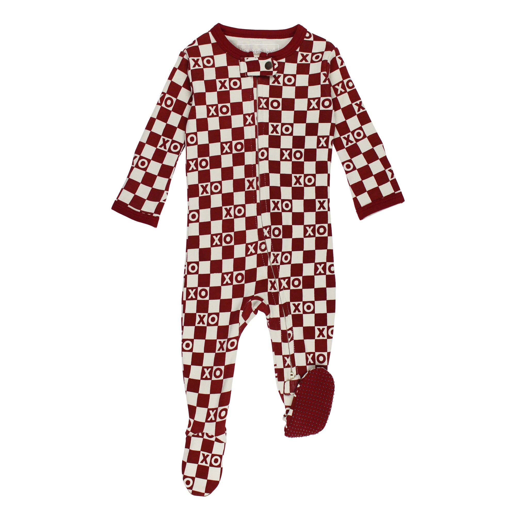 L'ovedbaby - Organic 2 Way Zipper Footie || Crimson XO Checker