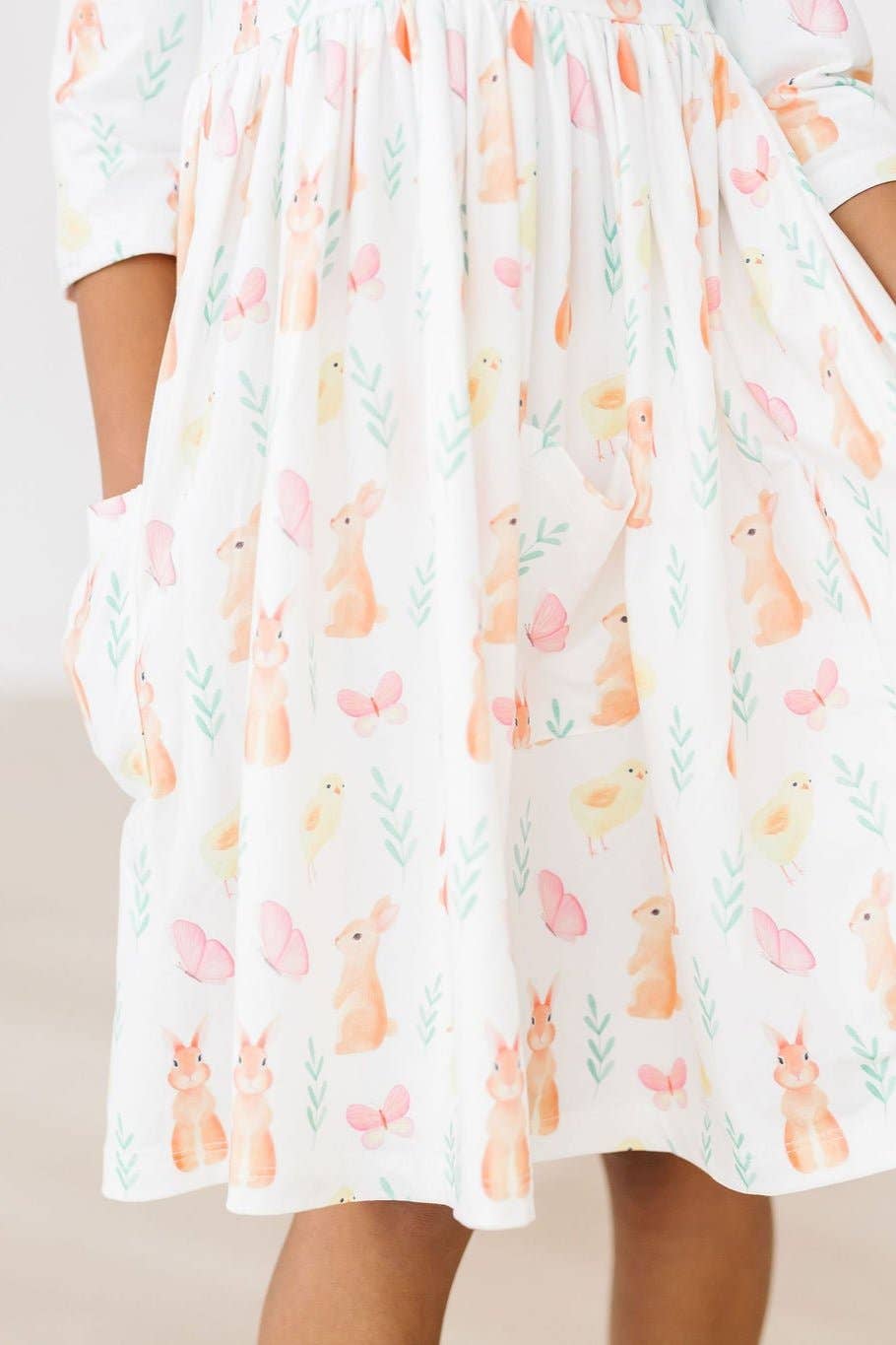 Mila & Rose - 3/4 Sleeve Pocket Twirl Dress || Sunny Bunnies