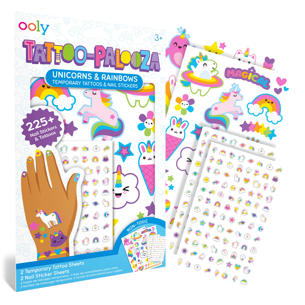 OOLY - Tattoo-Palooza, Tattoos & Nail Stickers || Unicorns & Rainbow