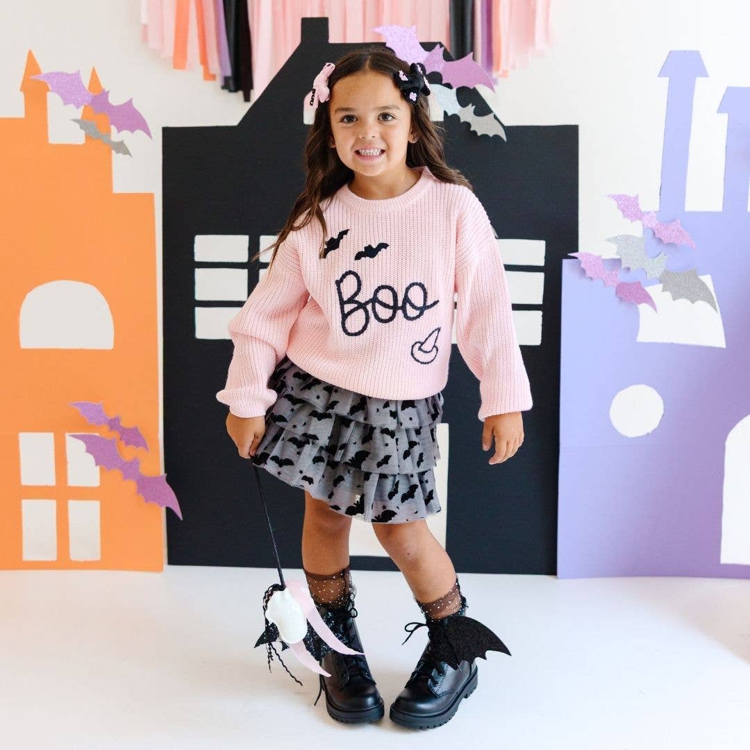 Sweet Wink - Boo Bat Halloween Knit Sweater || 7/8