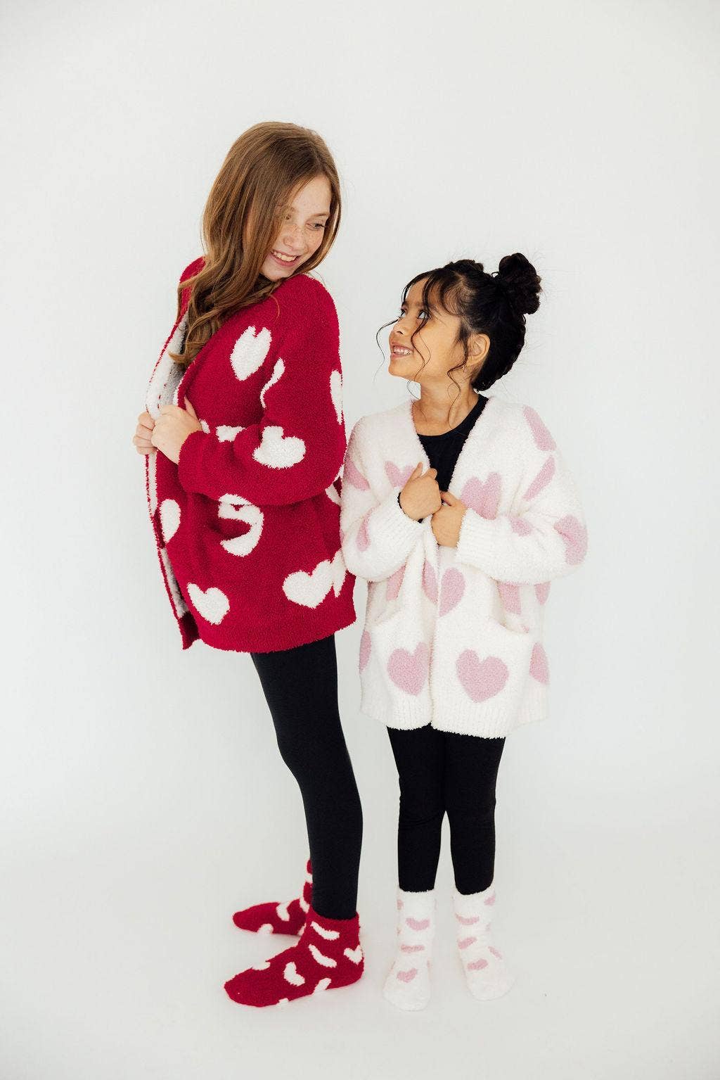 Mila & Rose - Cozy Cardigan || Coconut/Light Pink Heart