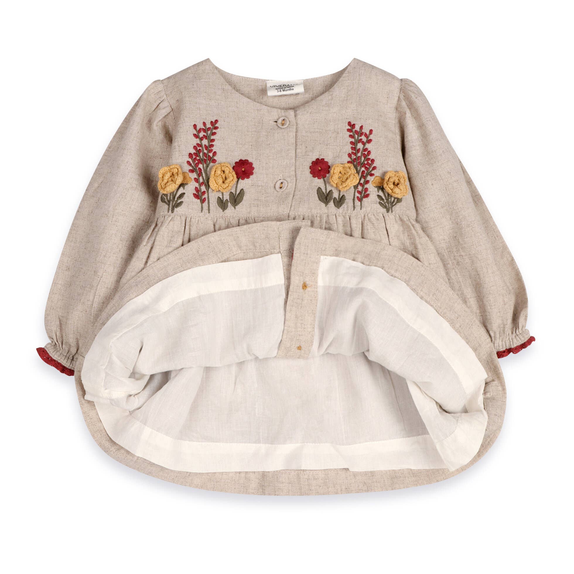 Viverano Organics - Ravello Embroidered Baby Dress & Bloomer || Natural