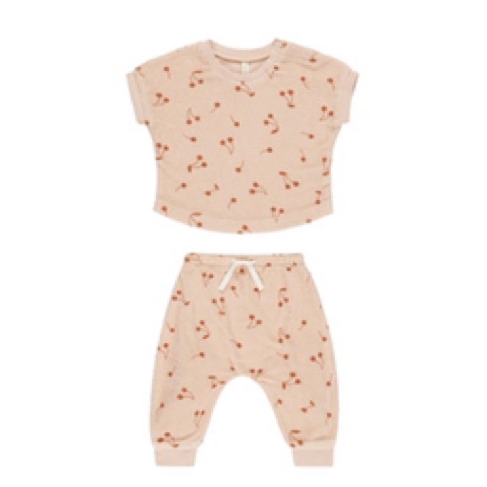Quincy Mae - Terry Tee + Pant Set II Cherries