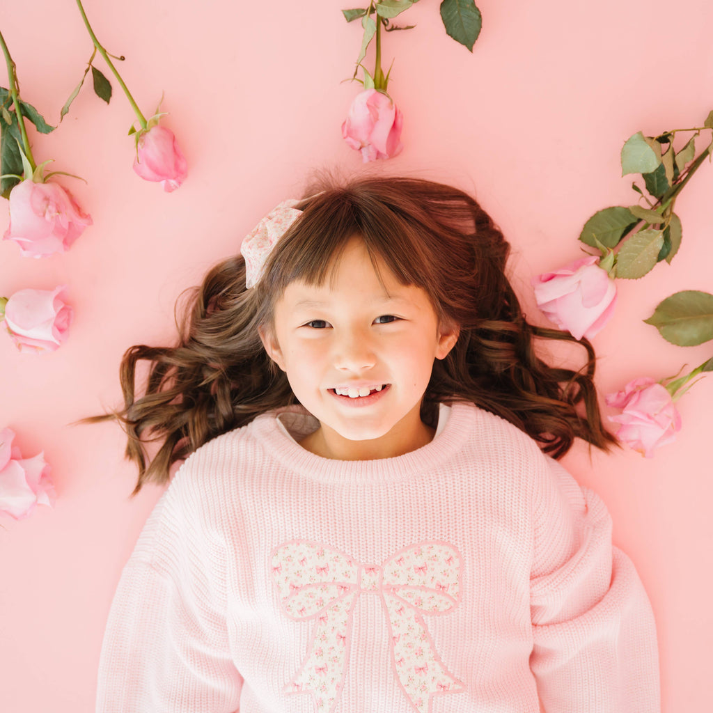 Sweet Wink - Ditsy Floral Bow Knit Sweater