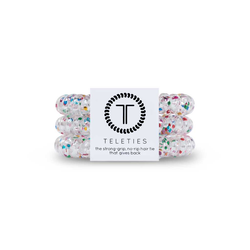 TELETIES - Party People - Small Spiral Hair Coils, Hair Ties, 3-pack