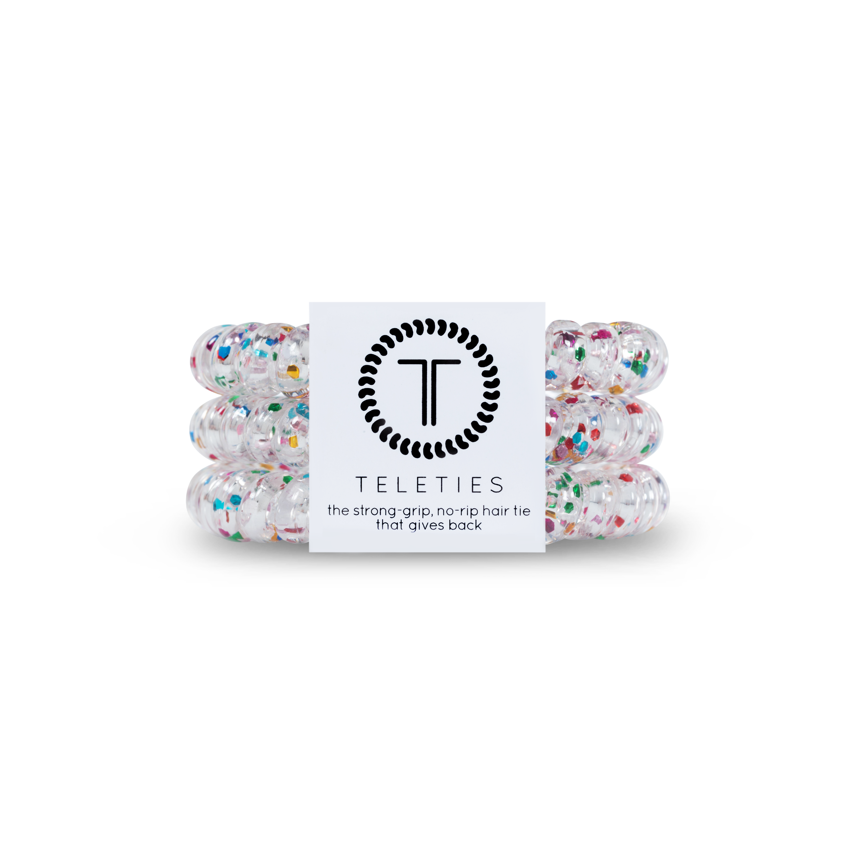TELETIES - Party People - Small Spiral Hair Coils, Hair Ties, 3-pack