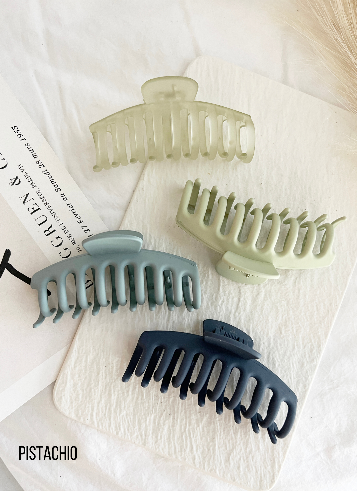 LoveLina - Matte Jumbo Hair Clips Blue / Green