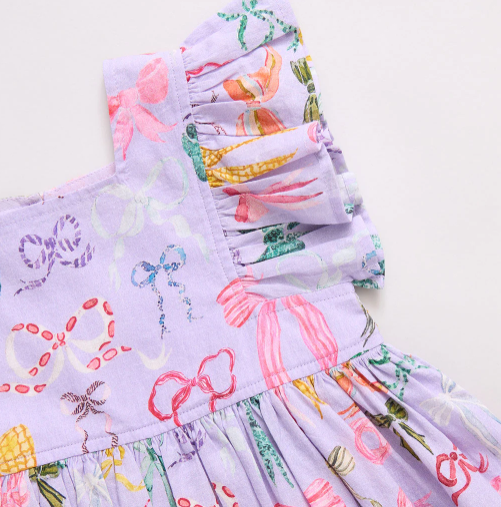 Pink Chicken - Girls Elsie Dress || Lavender Watercolor Bows