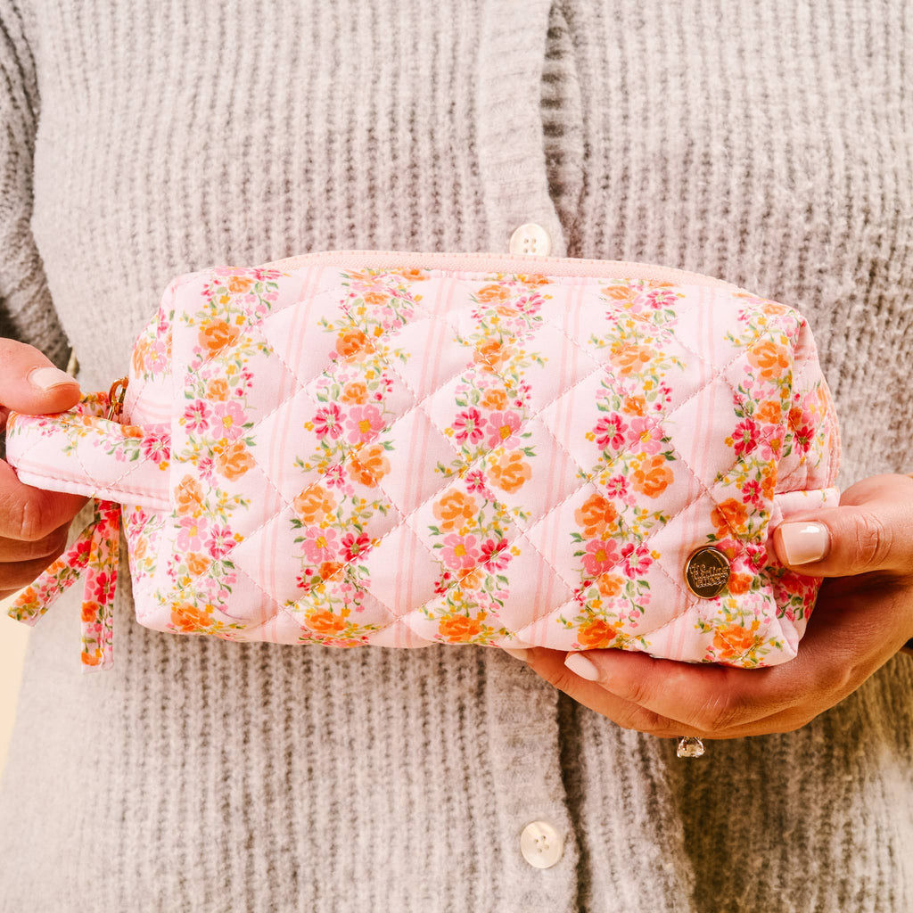 The Darling Effect - Essentials Quilted Cosmetic Pouch || Petal Parade Pink