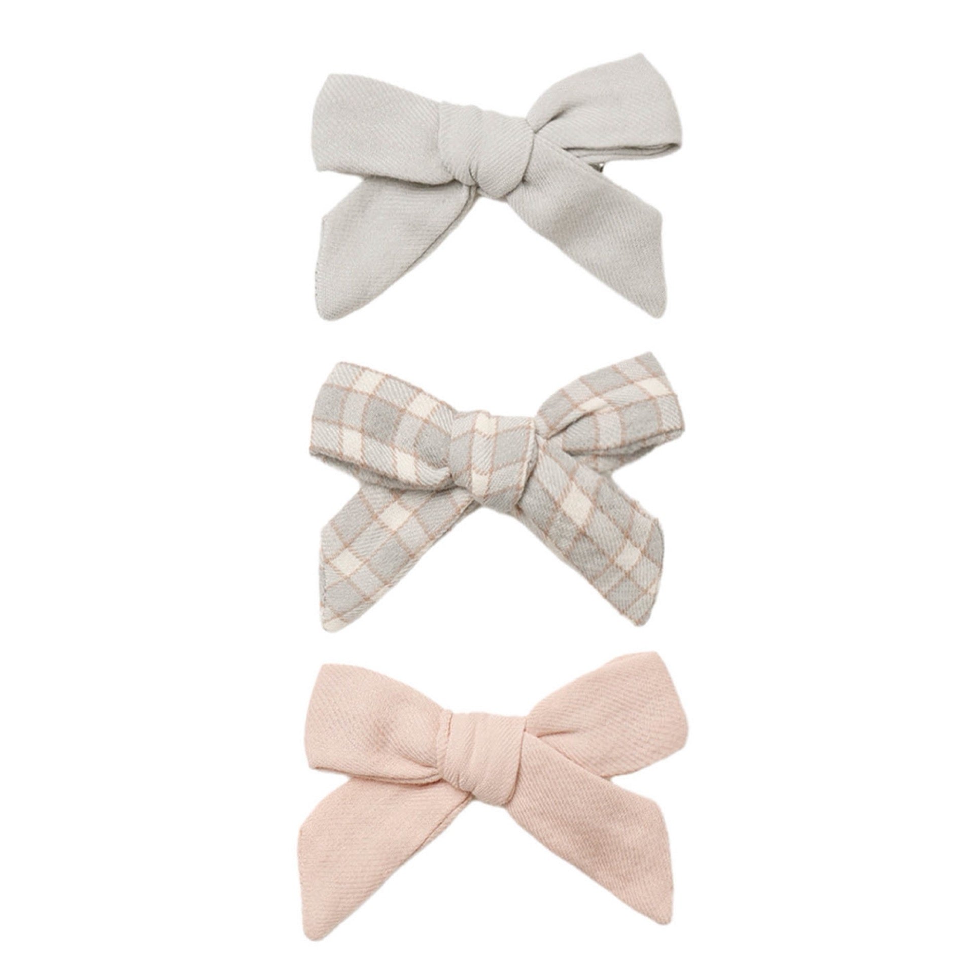 Quincy Mae - Bow Clips Set || Cloud, Blue Gingham, Dusty Rose