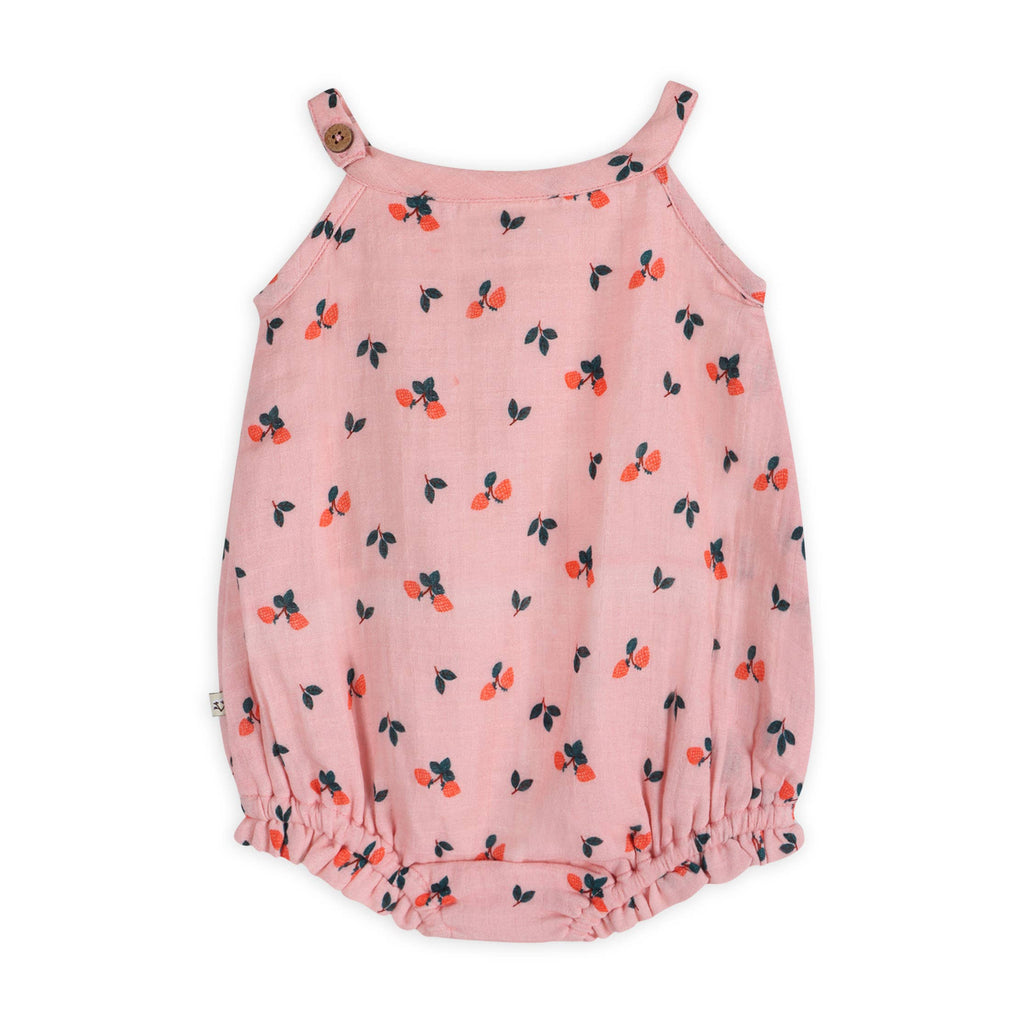 Viverano Organics - Strawberry Baby Romper + Headband || Pink