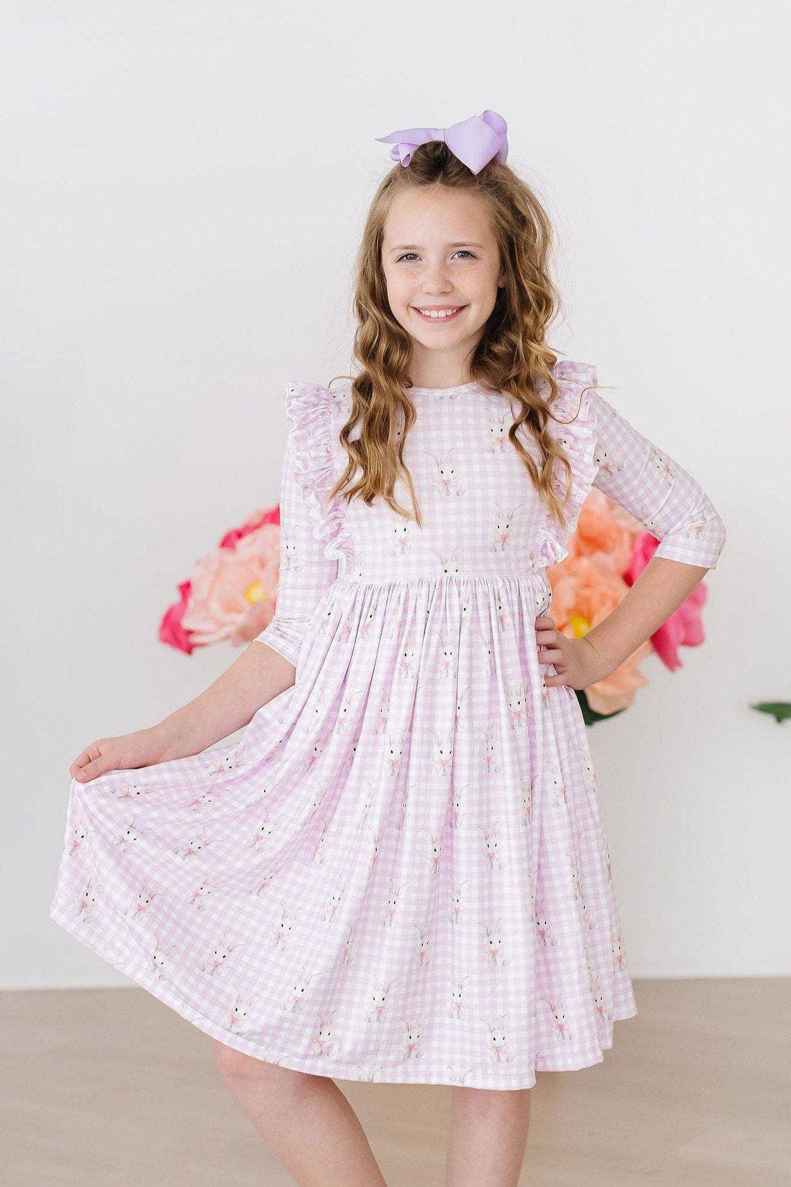Mila & Rose - 3/4 Sleeve Ruffle Twirl Dress || Baby Bunnies