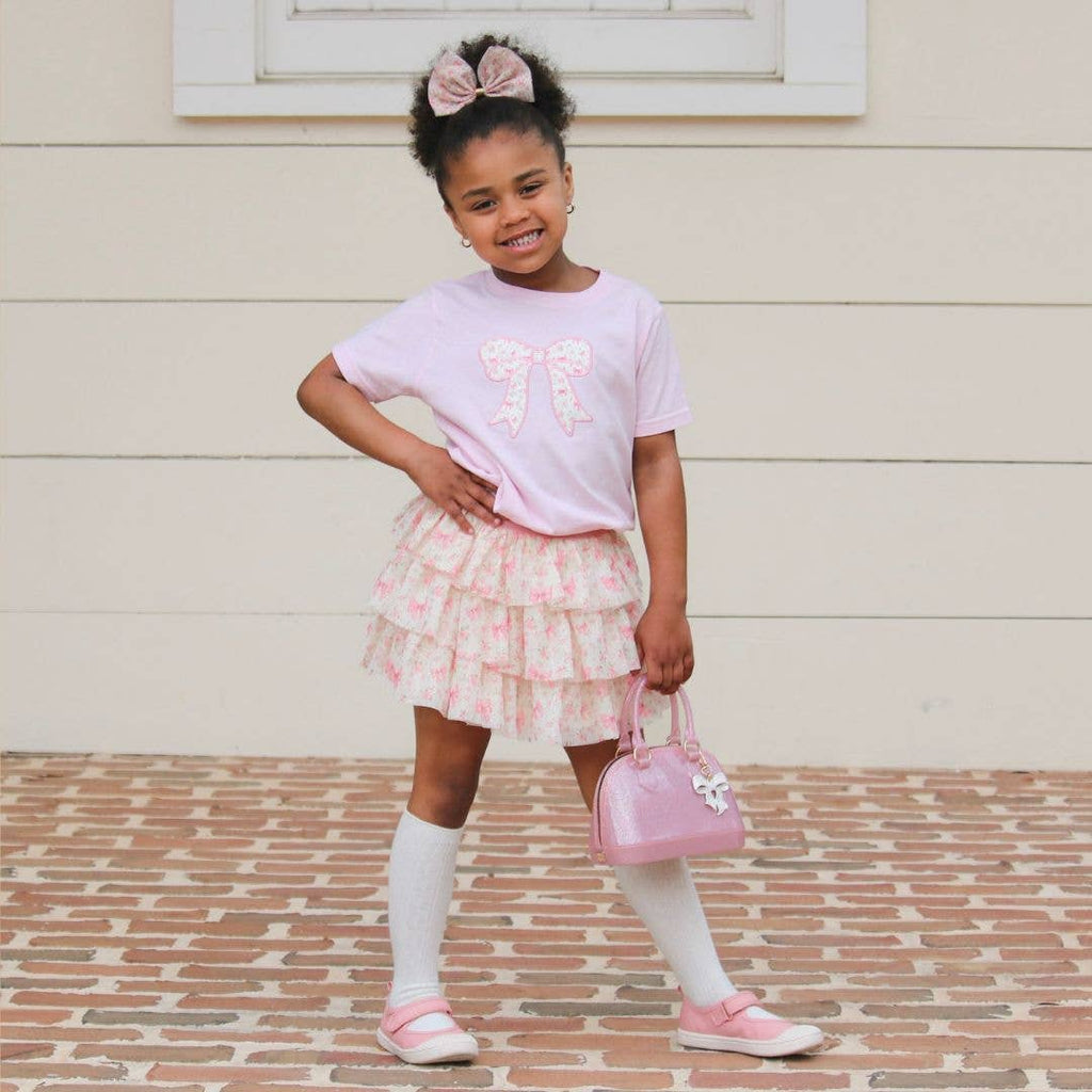 Sweet Wink || Short Sleeve T-Shirt - Ditsy Floral Bow Patch