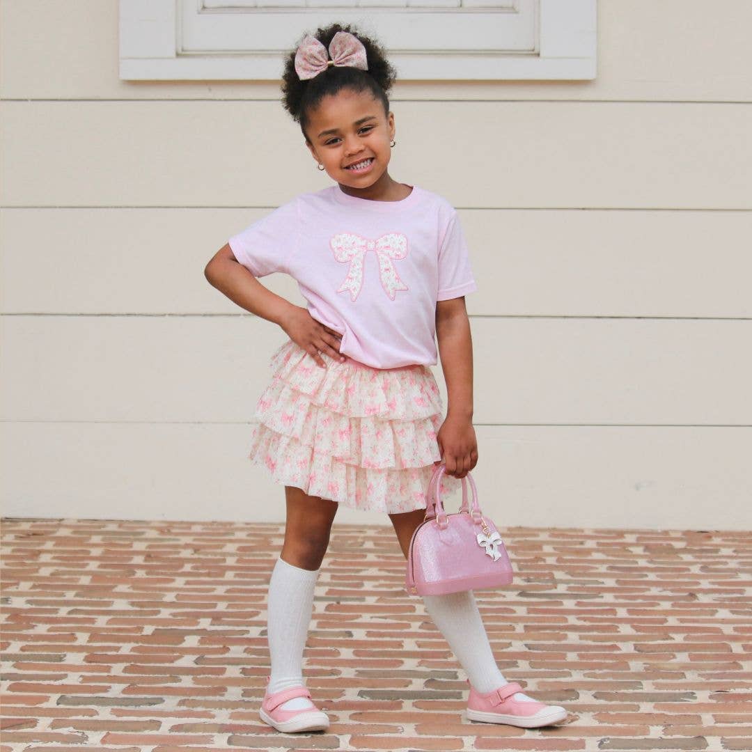 Sweet Wink || Short Sleeve T-Shirt - Ditsy Floral Bow Patch