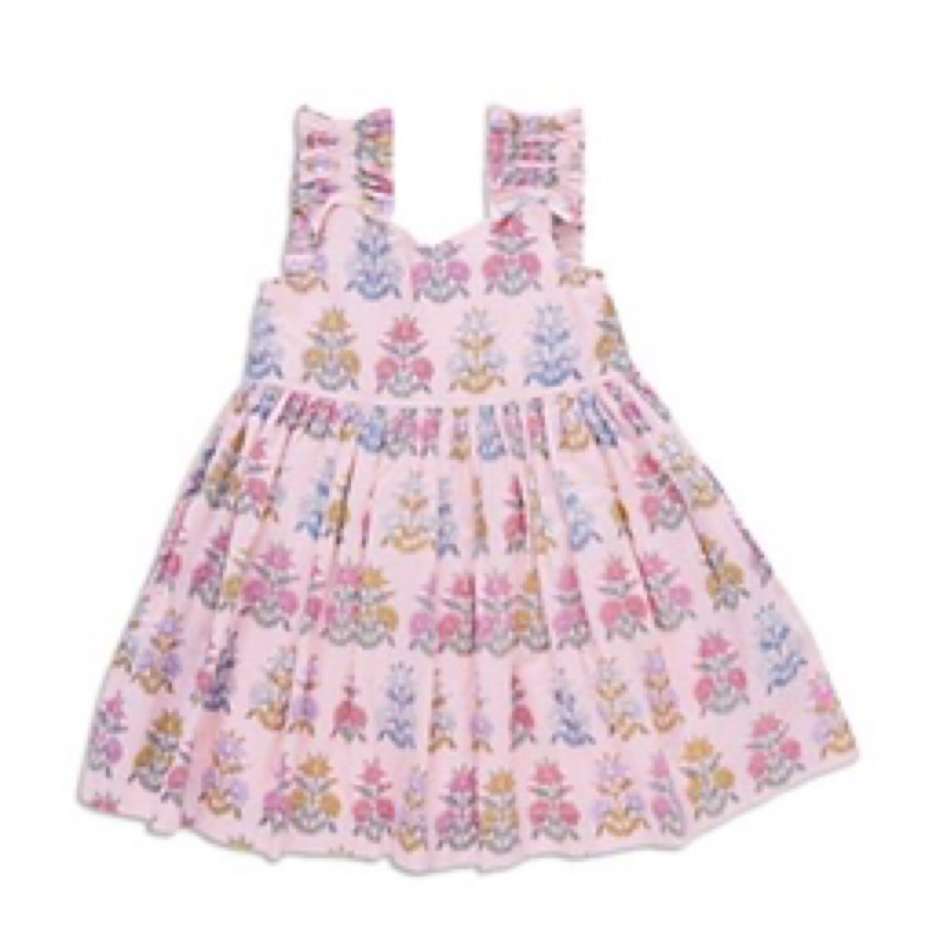 Pink Chicken - Girls Via Dress || Pink Flowerette