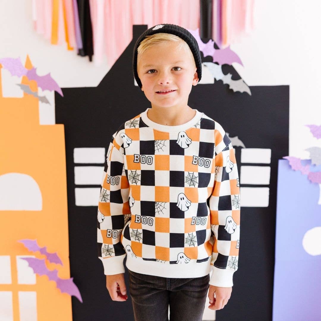 Sweet Wink - Boo Checkered Halloween Sweatshirt