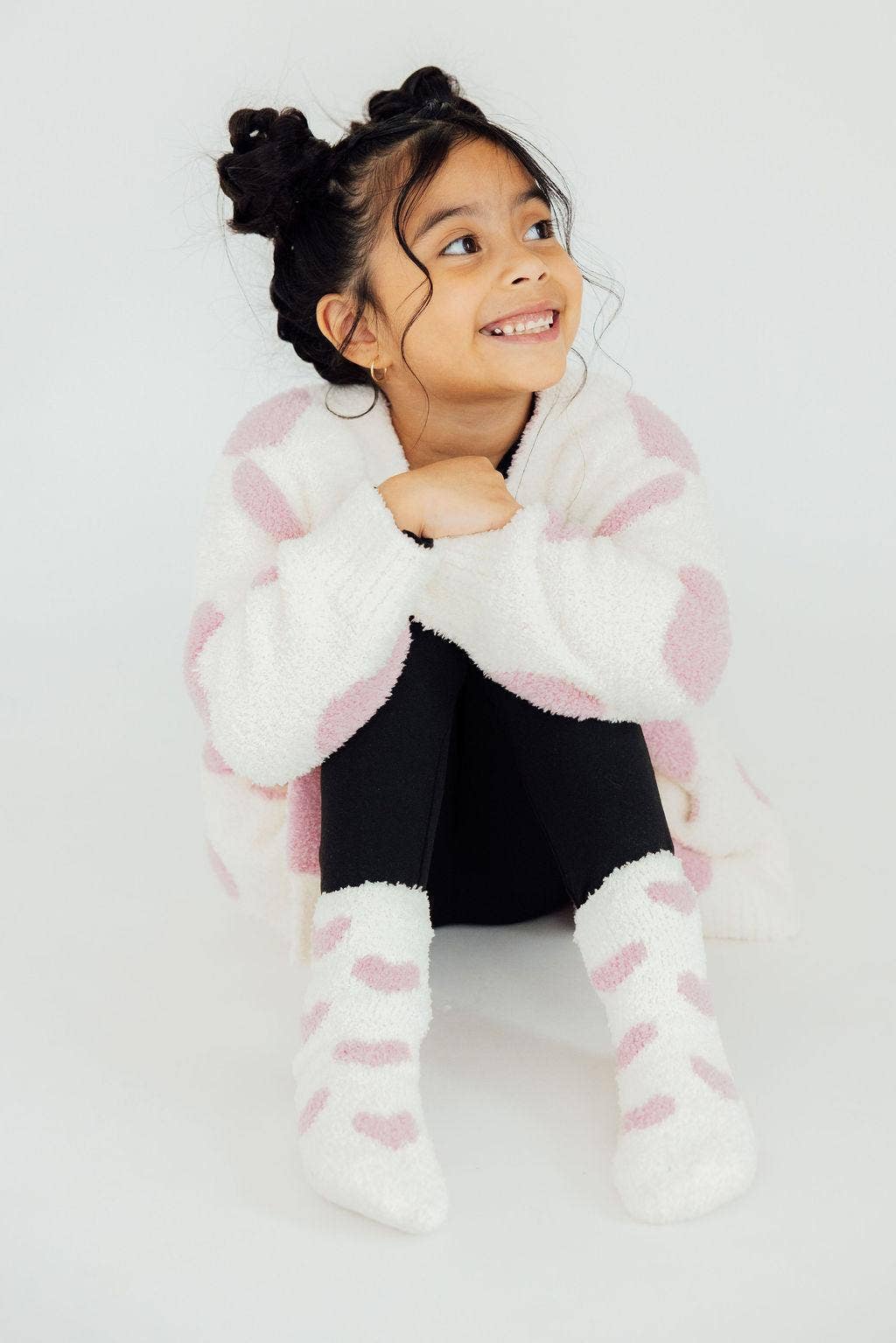 Mila & Rose - Cozy Cardigan || Coconut/Light Pink Heart