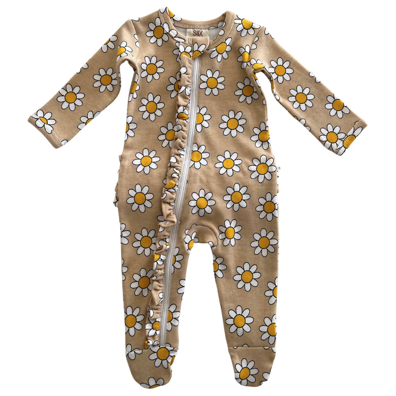 SIIX Collection - Daisy Pop Biscotti / Organic Frill Zip Footie