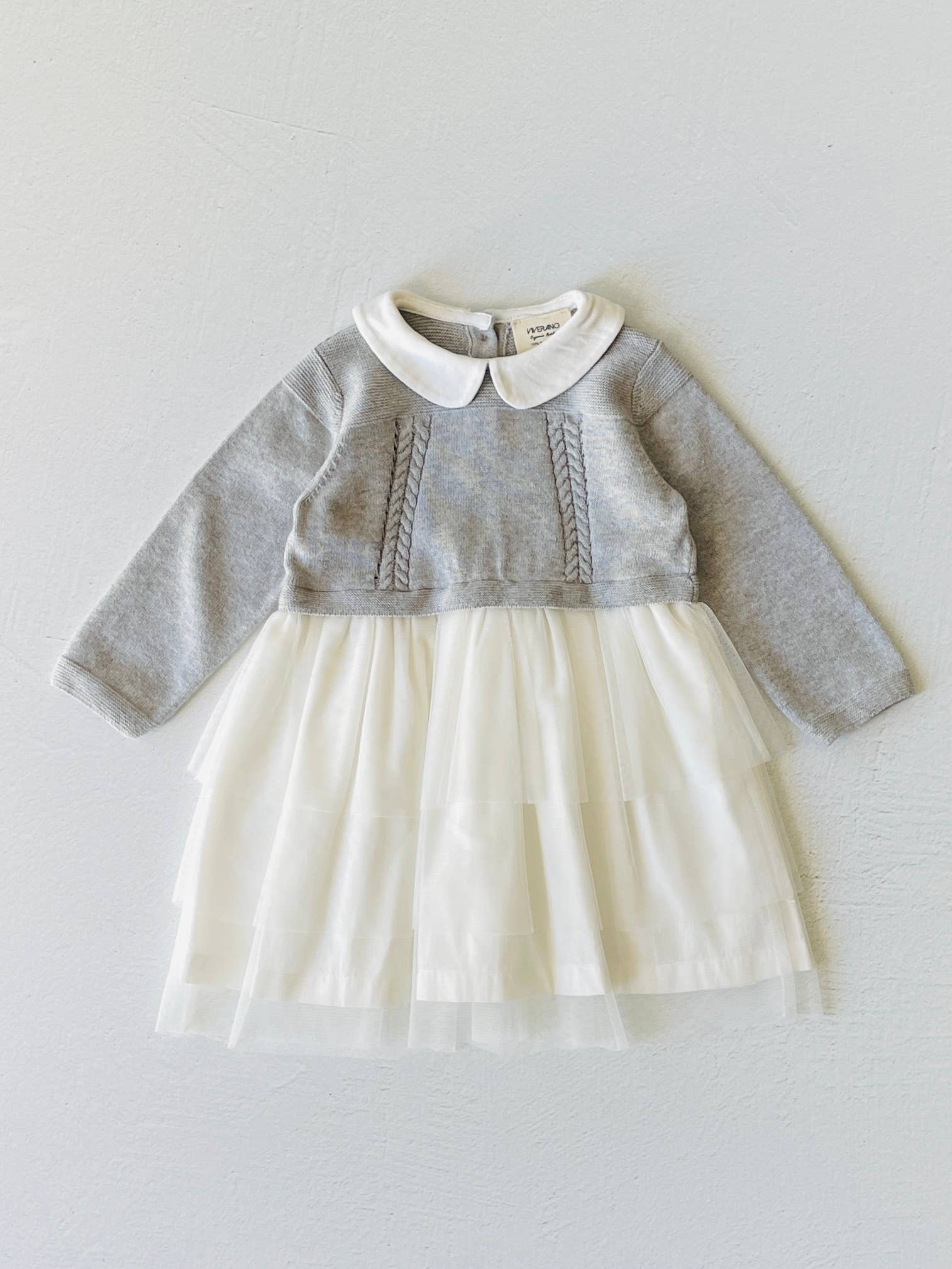 Viverano Organics - Milan White Peter Pan Sweater Knit Baby Tutu Dress