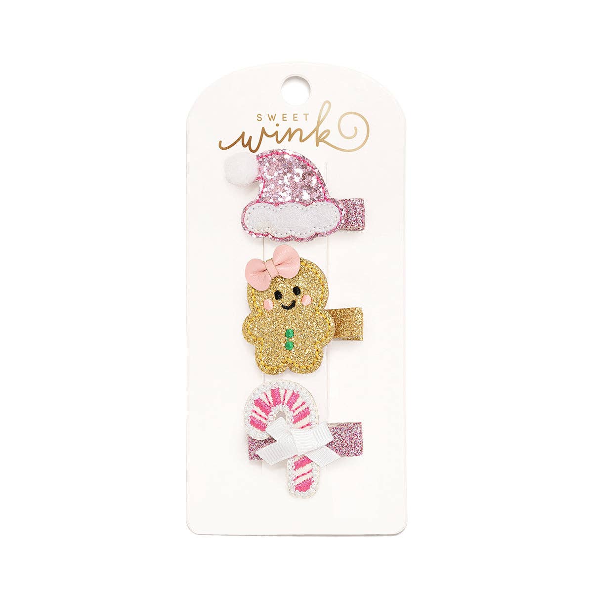 Sweet Wink - Gingerbread Christmas Clip Set - Kids Holiday Hair Clips