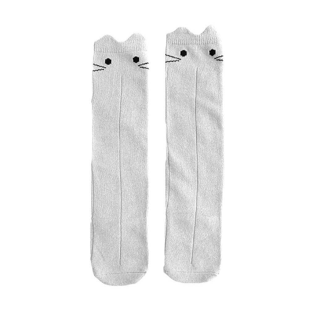 Portage and Main - The White Kitty Knee High Socks