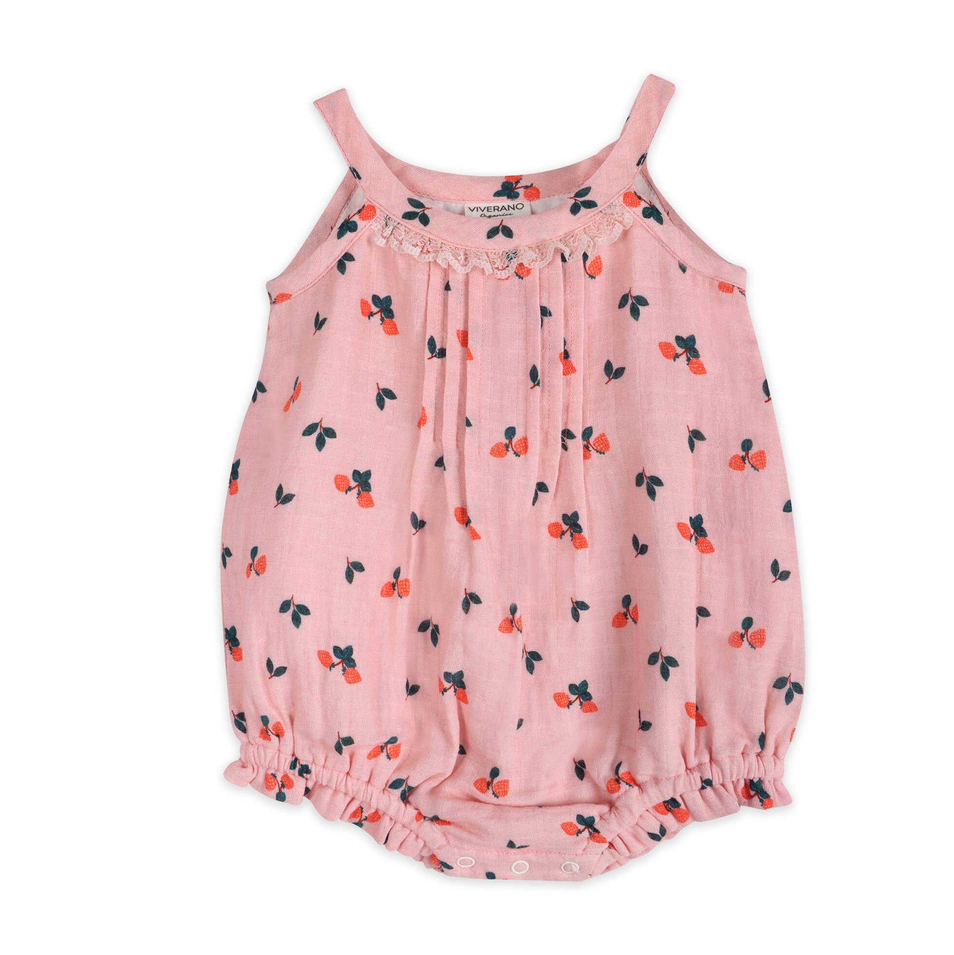 Viverano Organics - Strawberry Baby Romper + Headband || Pink
