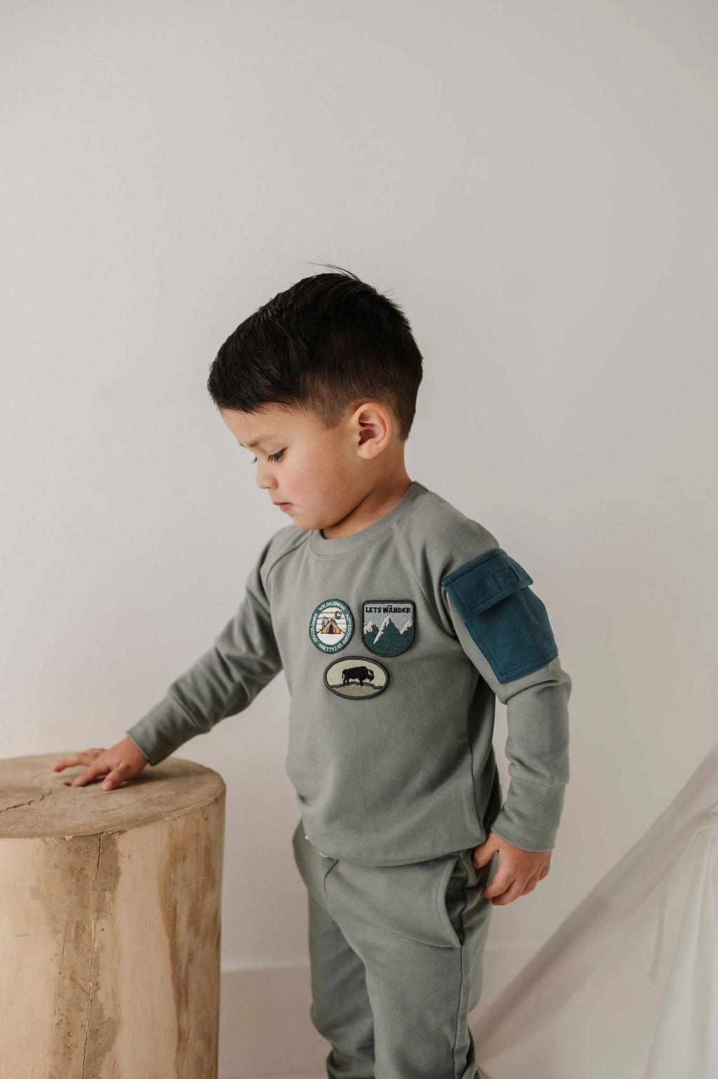 babysprouts clothing company - Boy's Raglan Sweatshirt || Patches