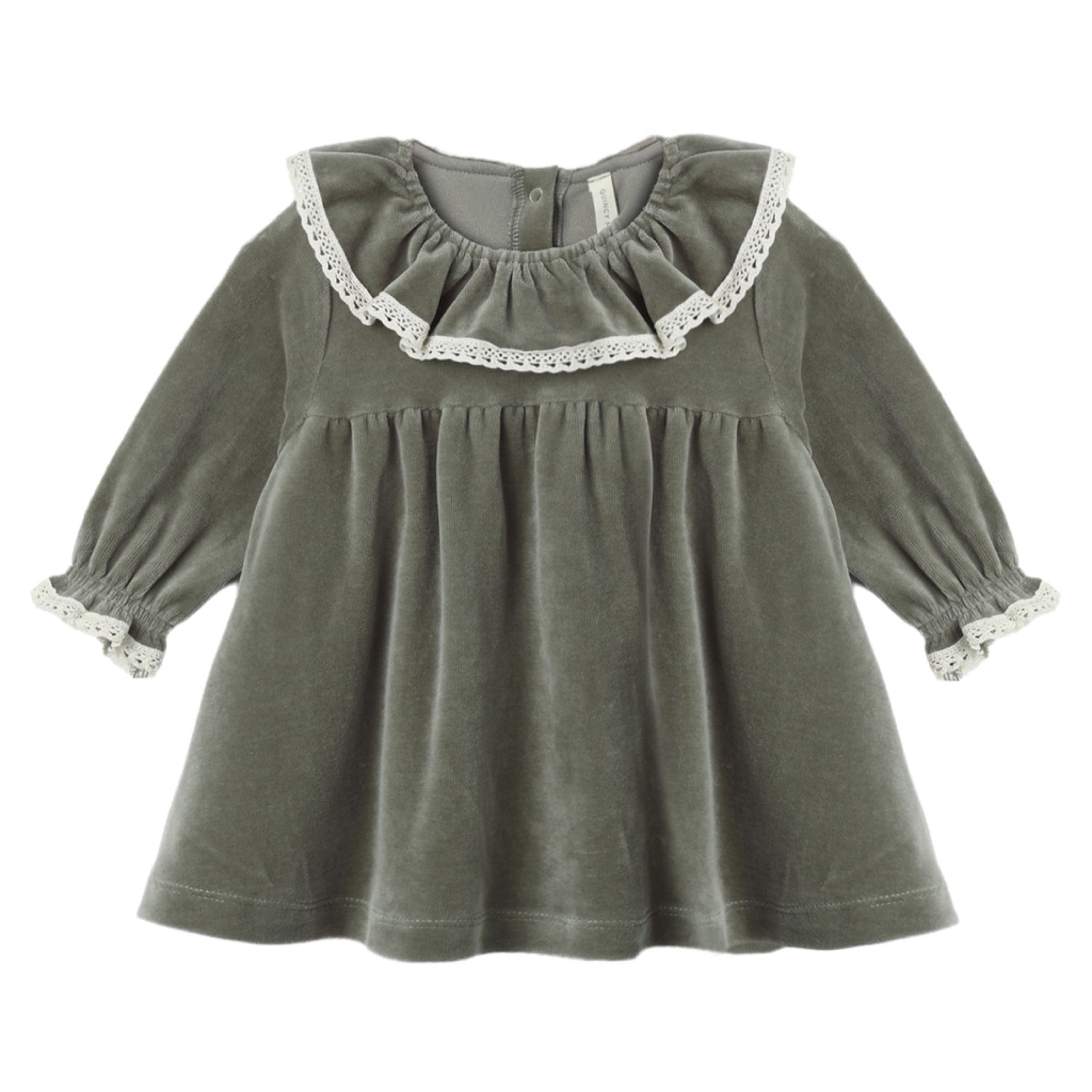 Quincy Mae - Velour Baby Dress || Spruce