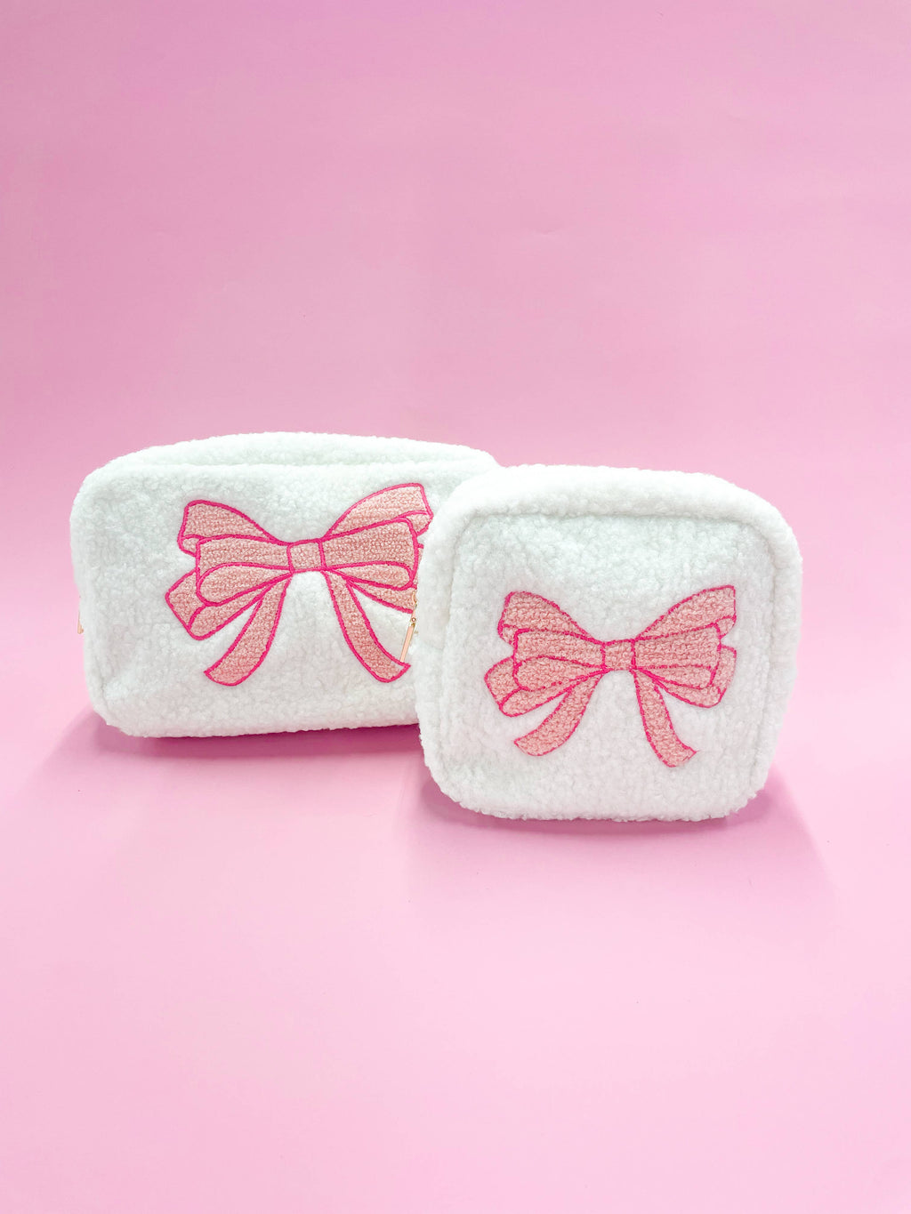 Rock Paper Scissors - Pink Bow Teddy Cosmetic Zipper Bag || Small