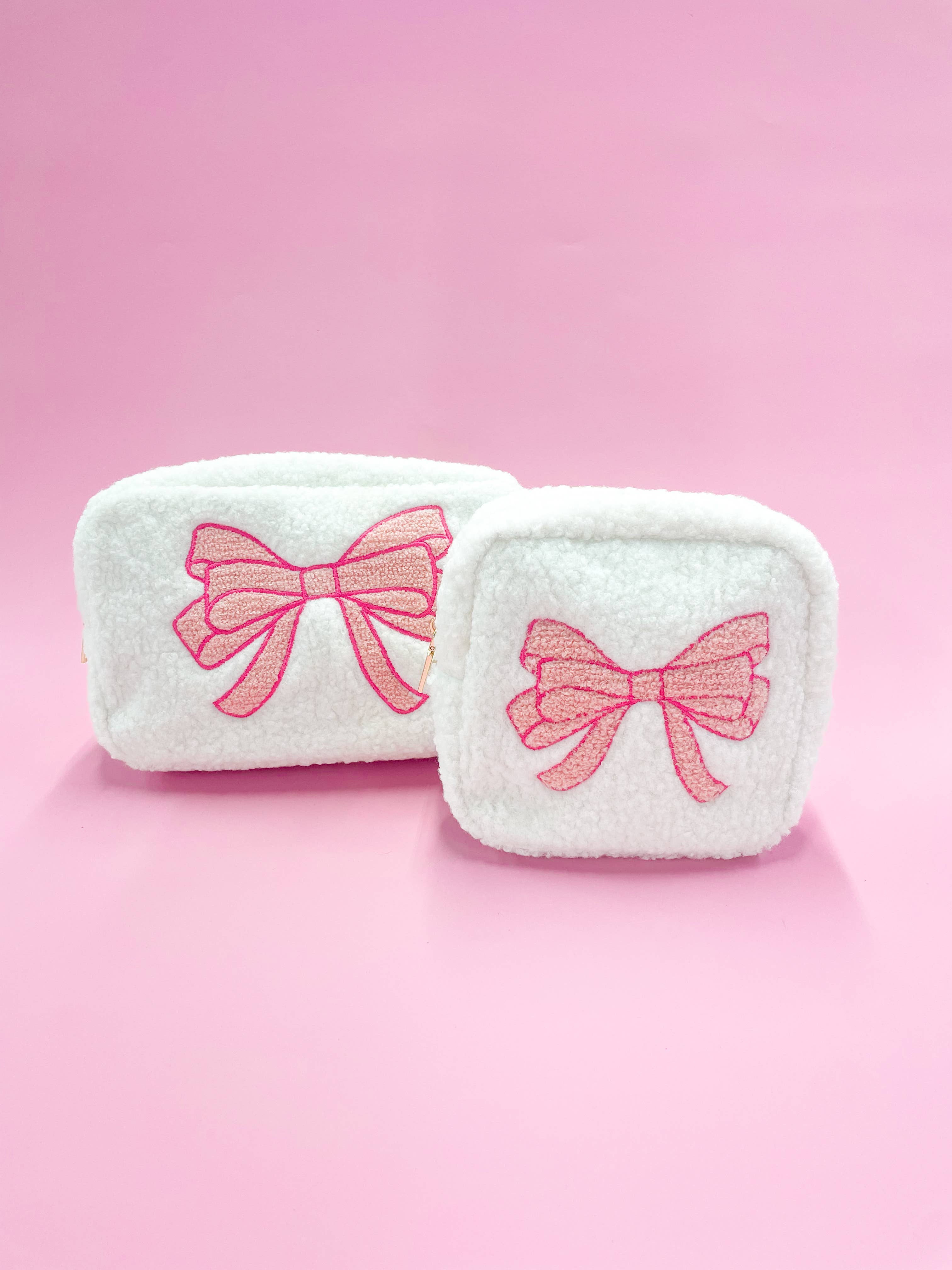 Rock Paper Scissors - Pink Bow Teddy Cosmetic Zipper Bag || Small