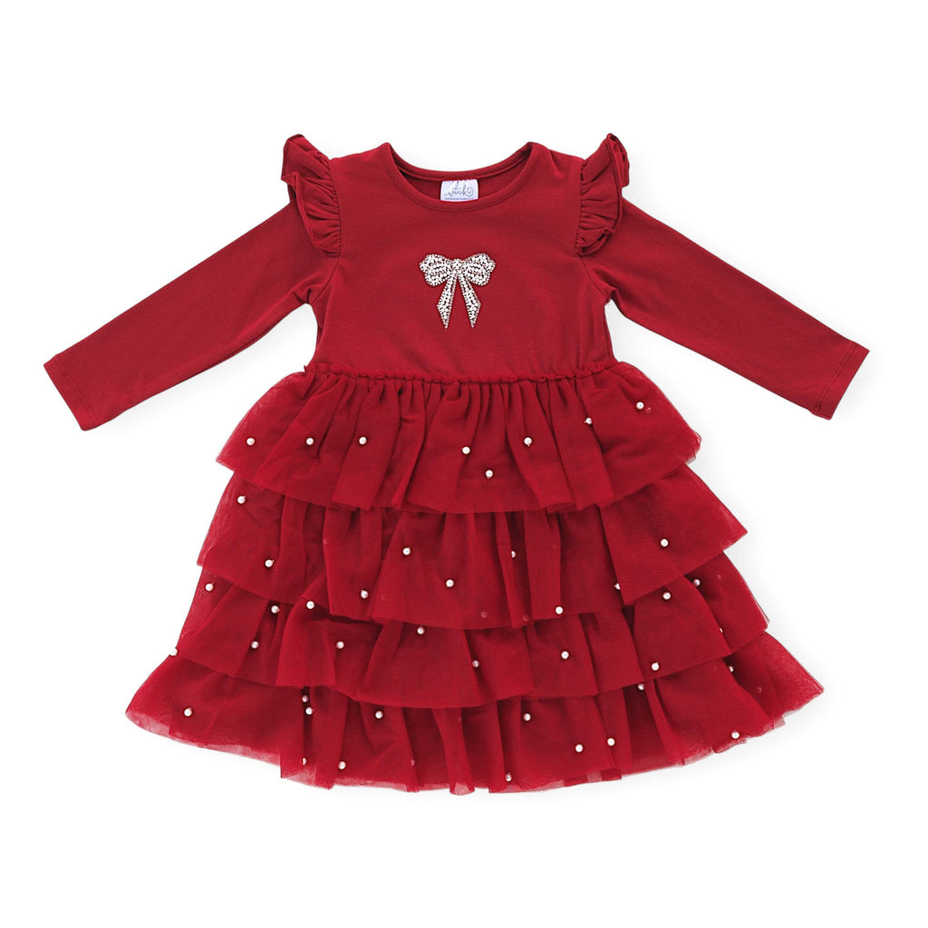 Sweet Wink - Christmas Pearl Long Sleeve Tutu Dress