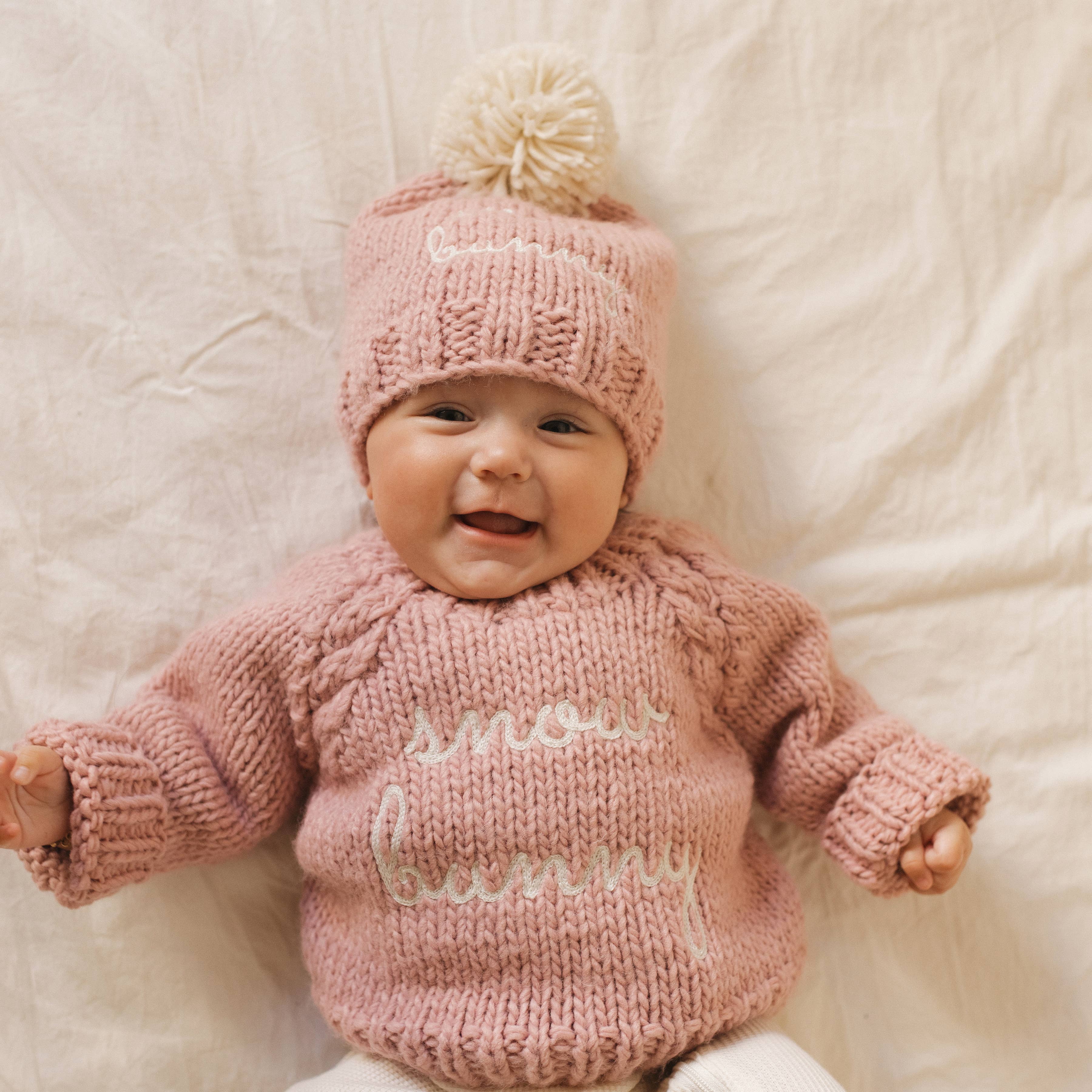 Huggalugs - Snow Bunny Rosy Beanie Hat for Baby & Kids || M (6-24 months)