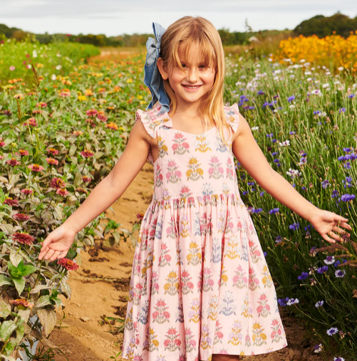 Pink Chicken - Girls Via Dress || Pink Flowerette