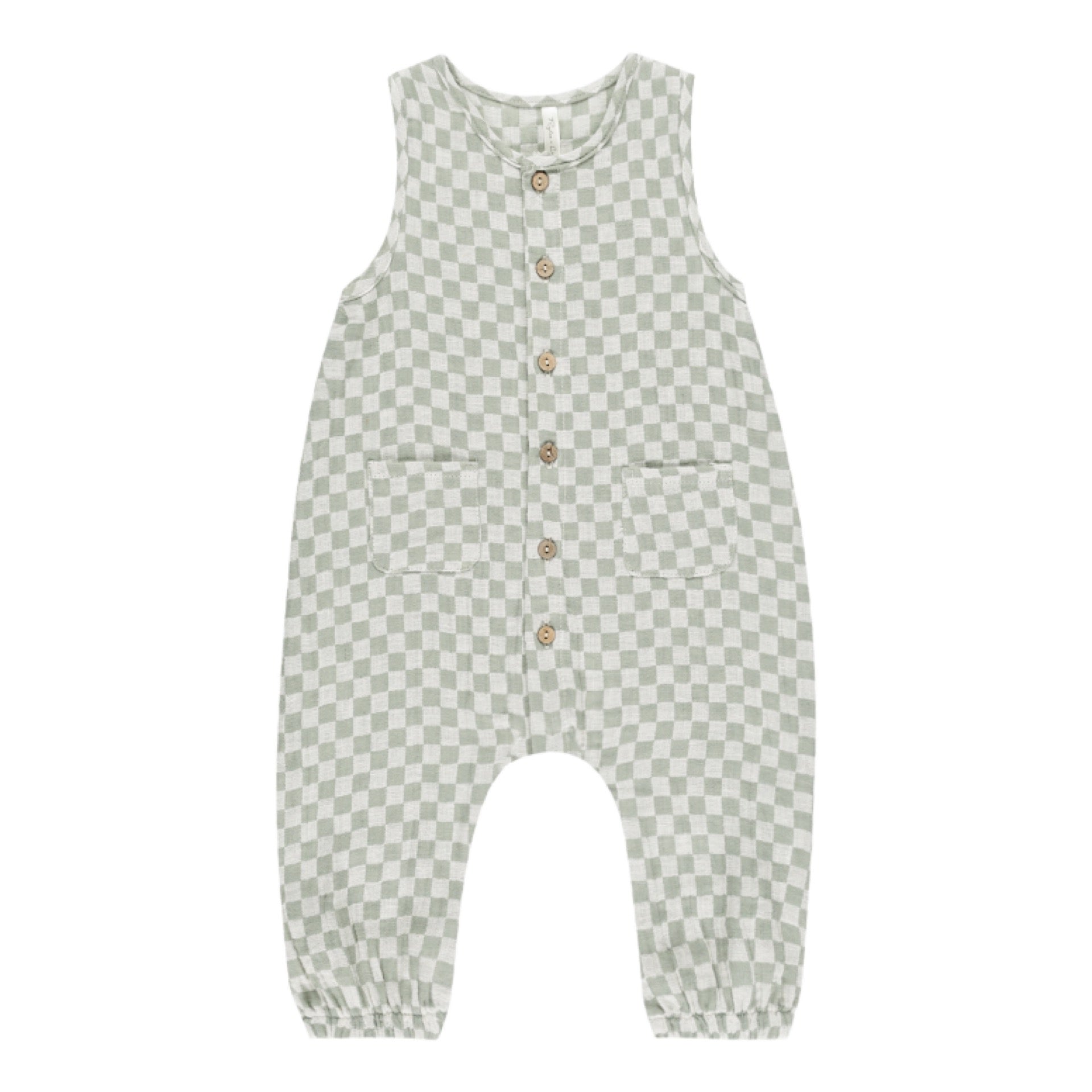 Rylee + Cru - Woven Jumpsuit || Sage Check