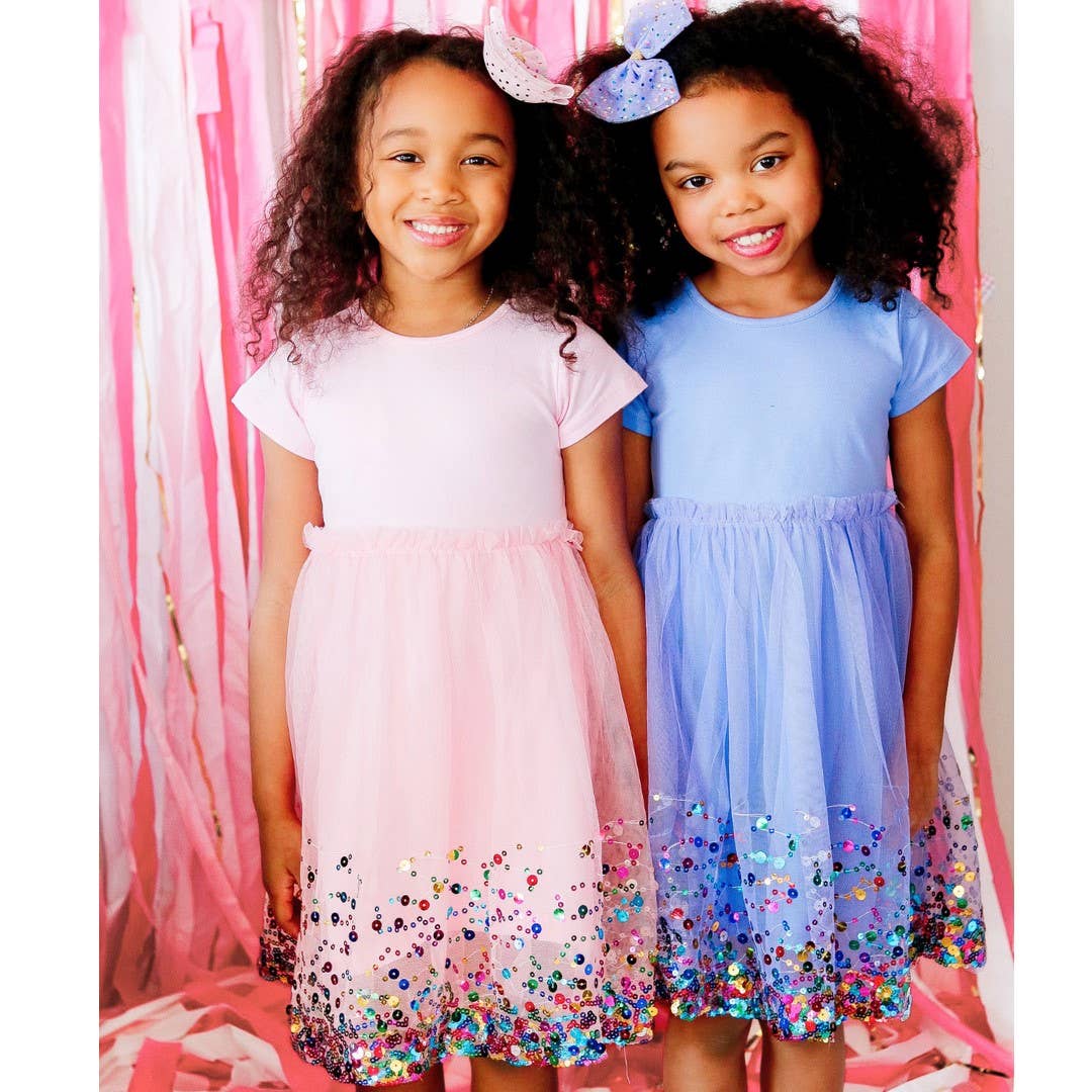 Sweet Wink - Pink Confetti Short Sleeve Tutu Dress - Kids Birthday: 3T
