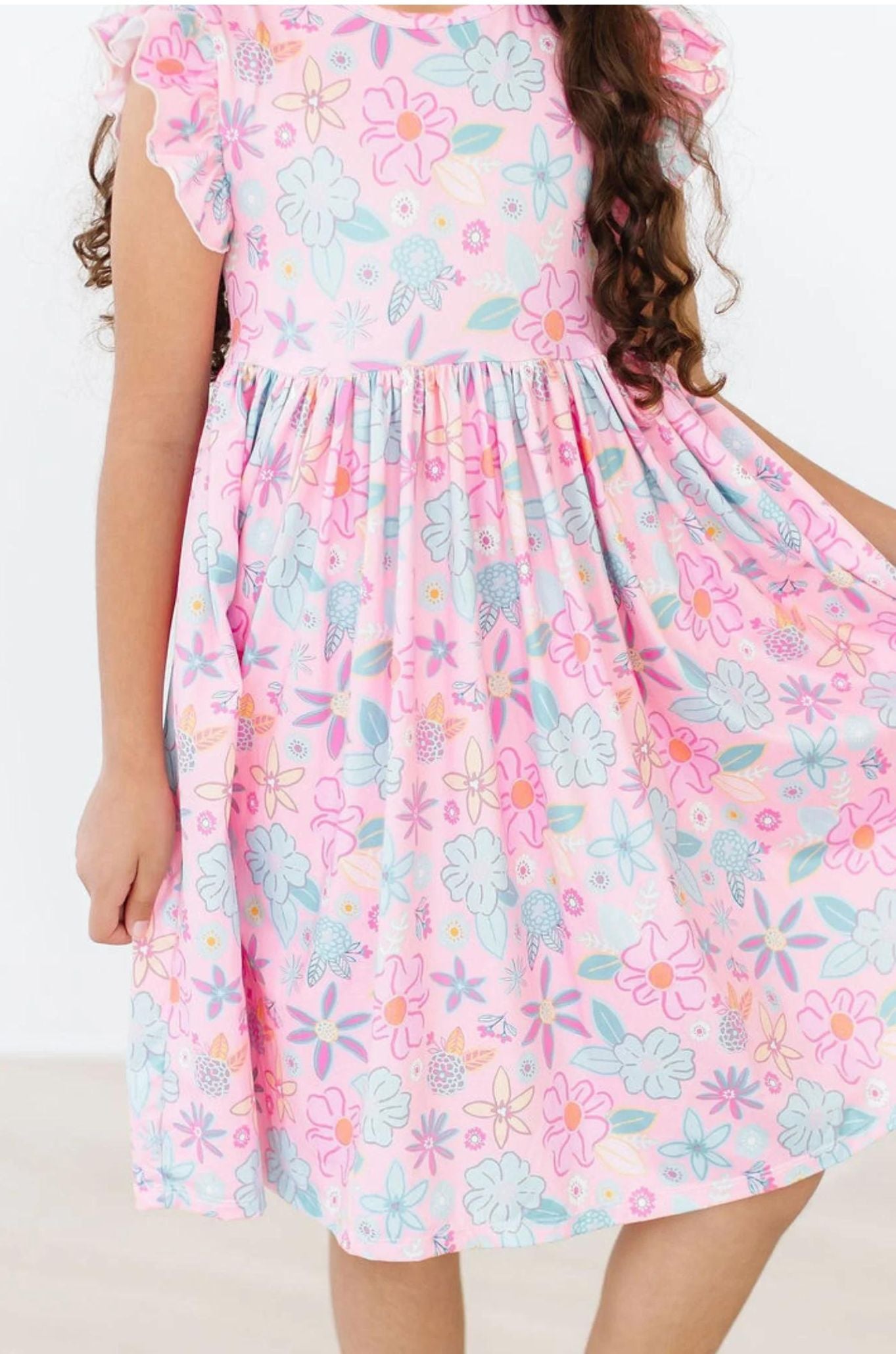 Mila & Rose - Flutter Sleeve Twirl Dress || Beachy Blooms
