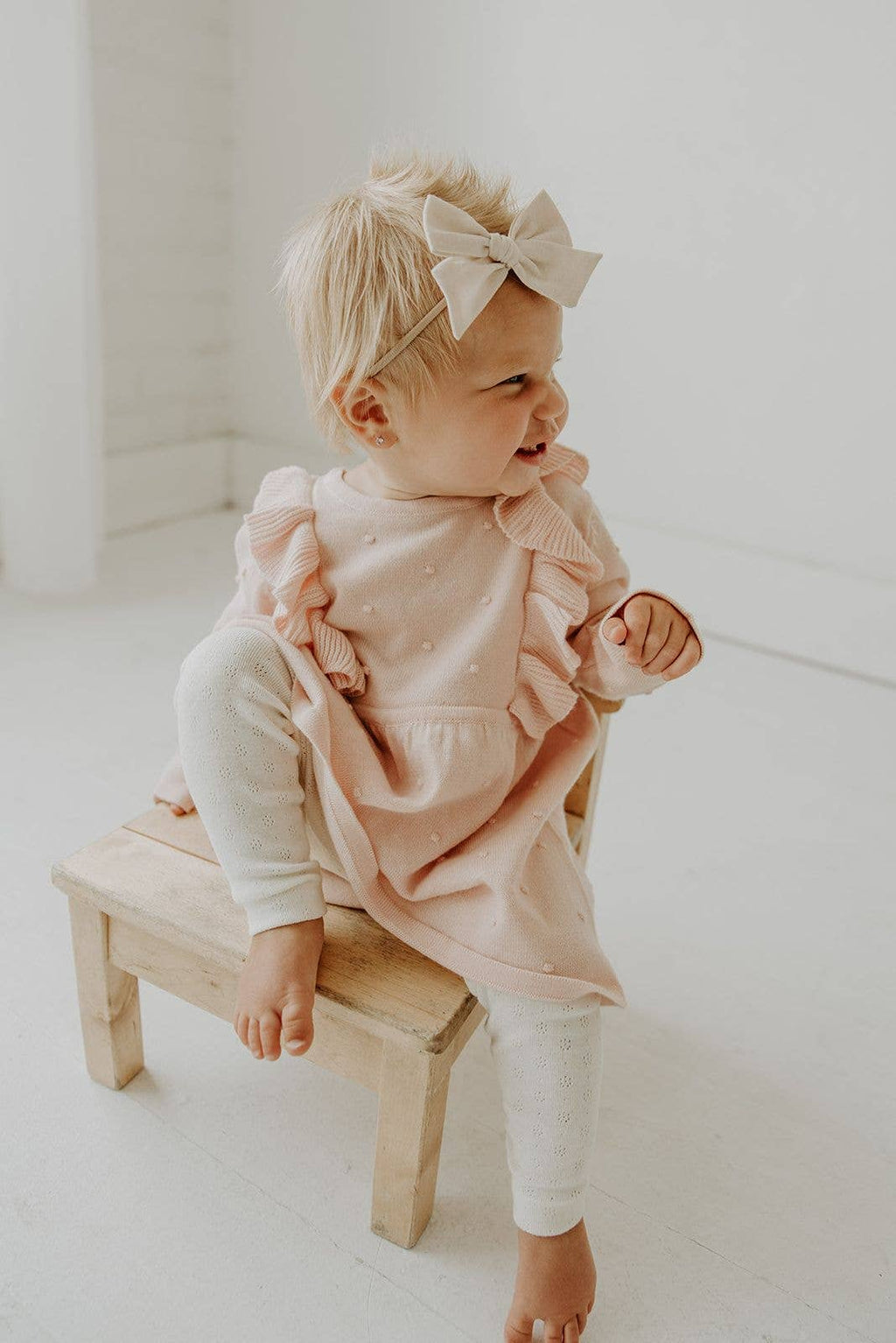 Viverano Organics - Pointelle Knit Stretch Baby Leggings Pants || Natural