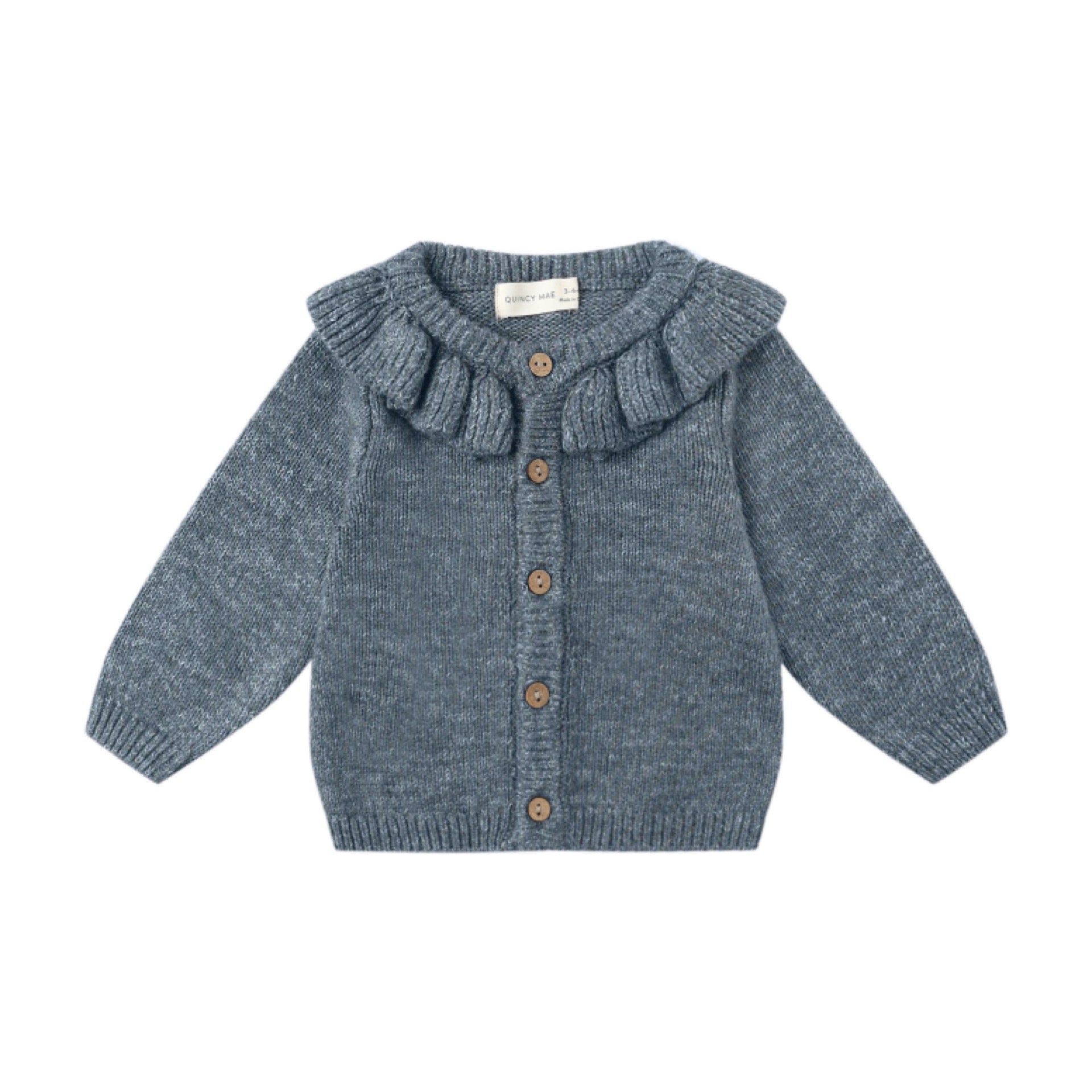 Quincy Mae - Ruffle Collar Cardigan || Ocean