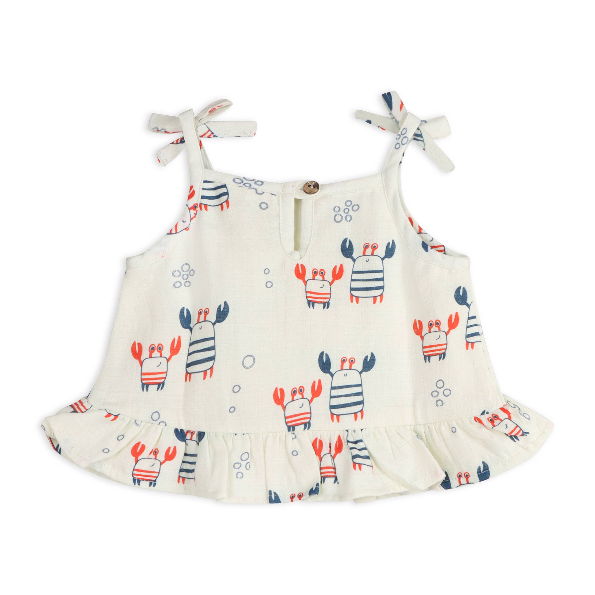 Viverano Organics - Nautical Crab Shoulder Tie Baby Top + Bottom