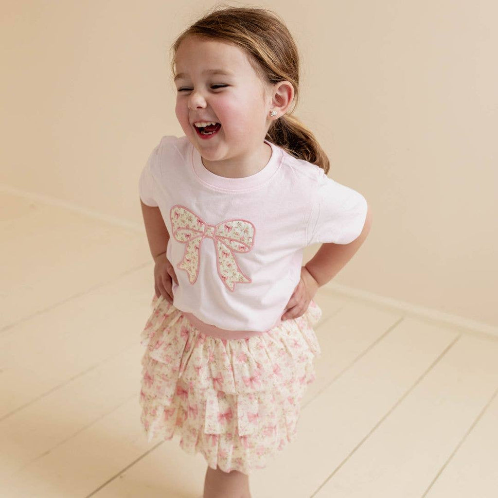 Sweet Wink || Short Sleeve T-Shirt - Ditsy Floral Bow Patch