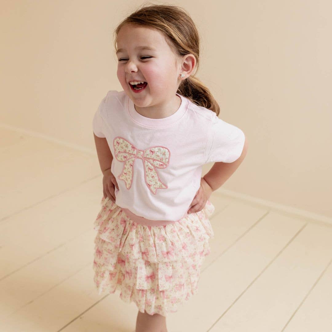 Sweet Wink || Short Sleeve T-Shirt - Ditsy Floral Bow Patch