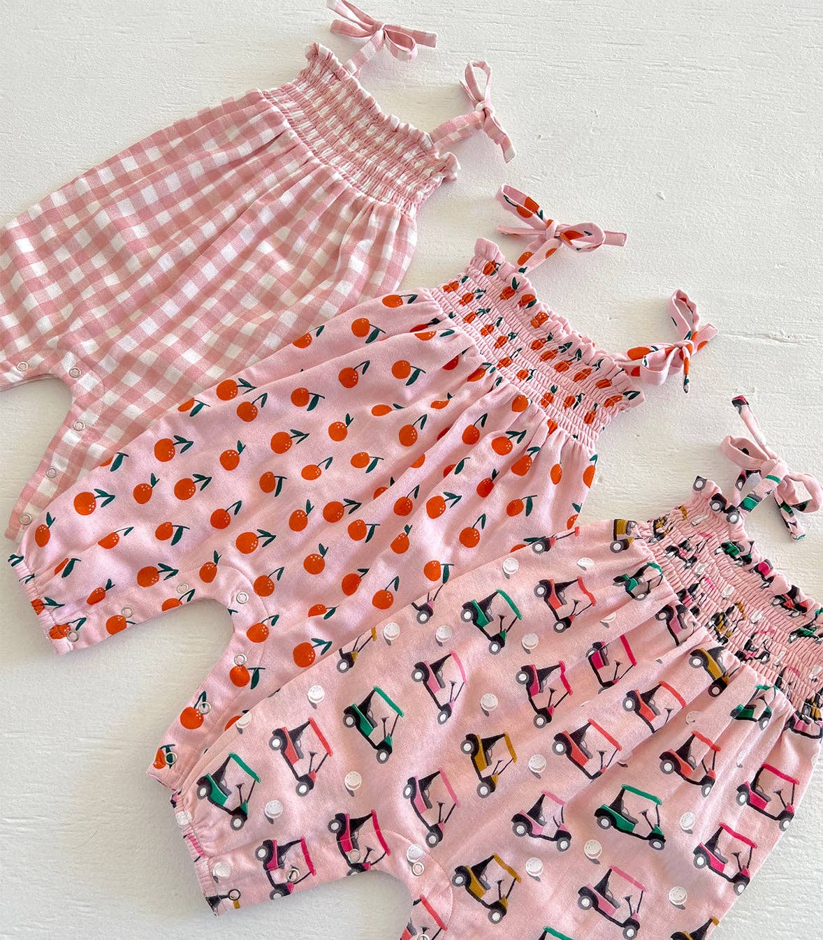 SIIX Collection - Blush Oranges / Organic Smocked Jumpsuit