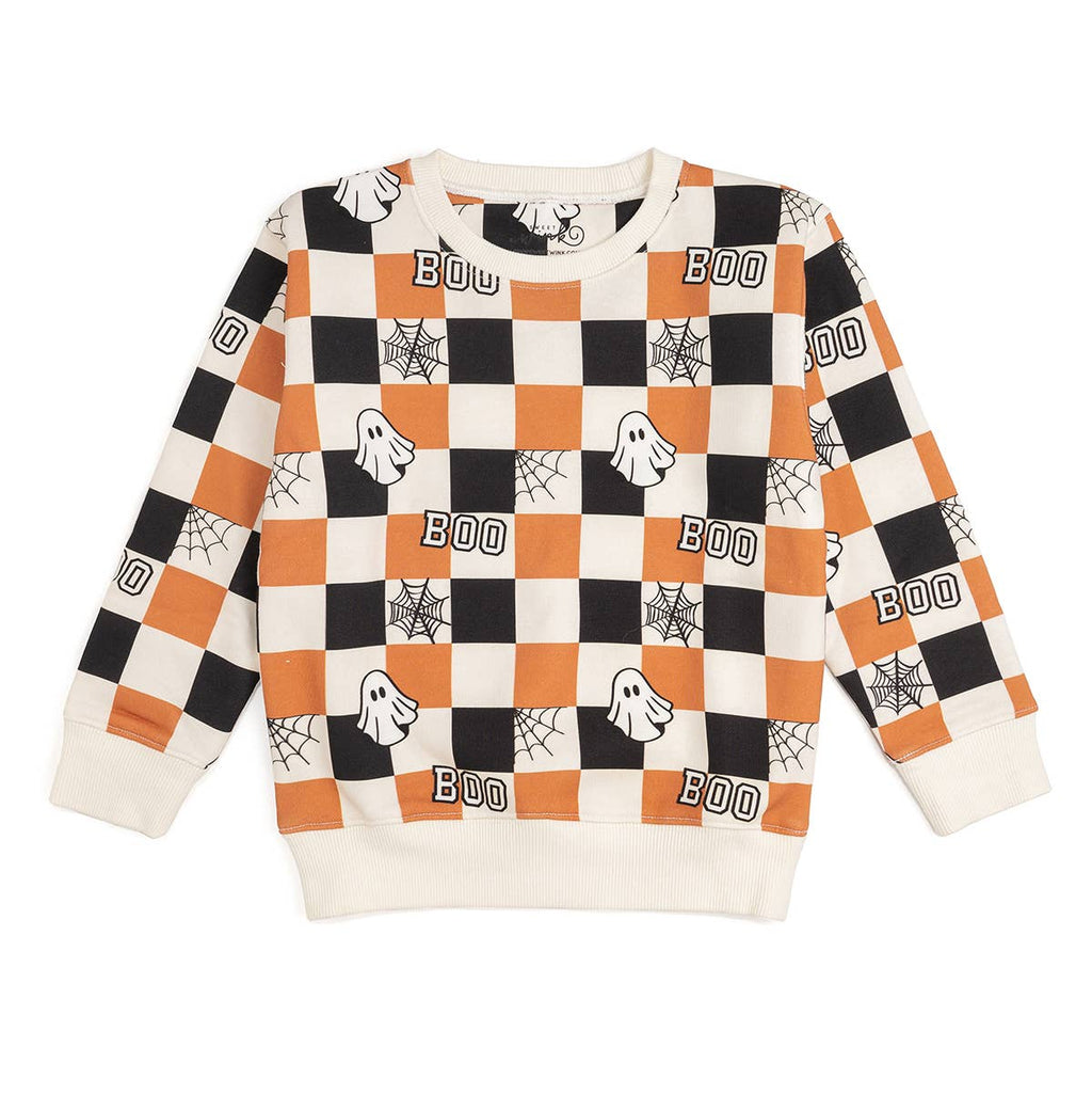 Sweet Wink - Boo Checkered Halloween Sweatshirt