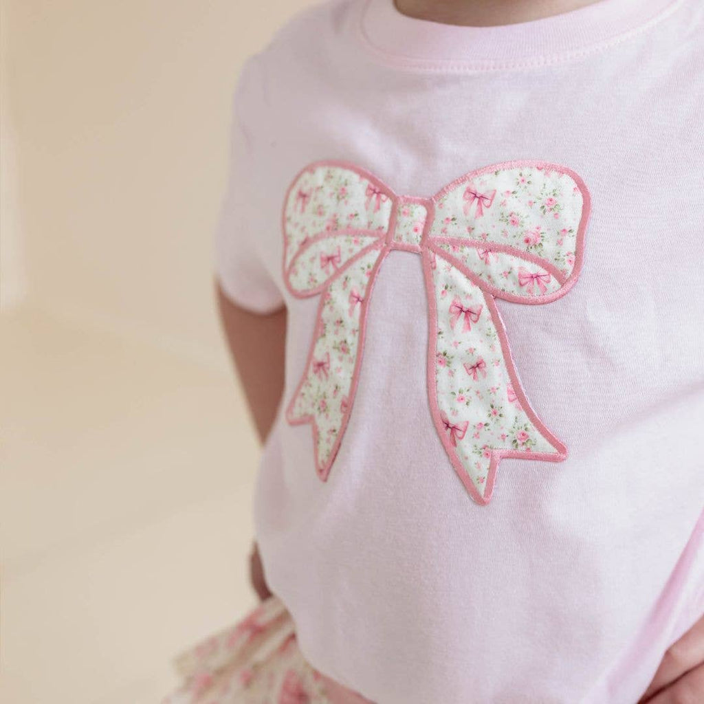Sweet Wink || Short Sleeve T-Shirt - Ditsy Floral Bow Patch