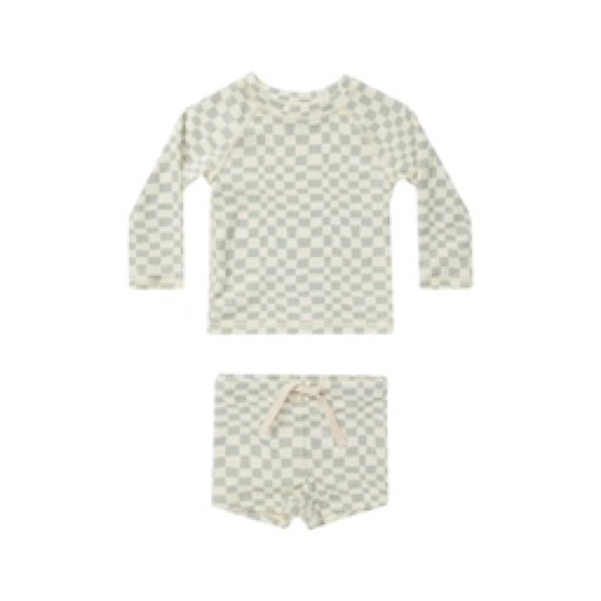 Rylee + Cru - Boys Rashguard Set || Seafoam Check