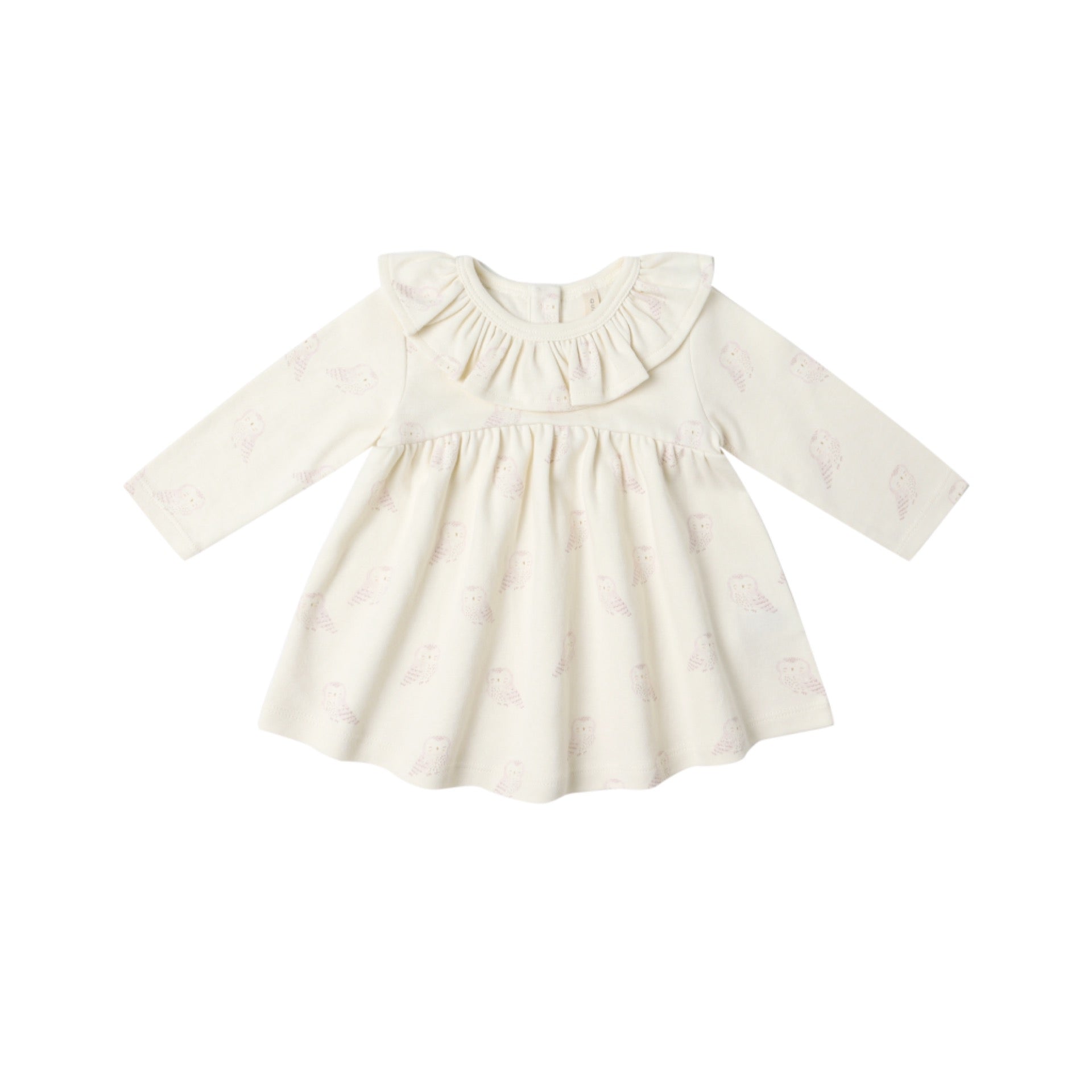 Quincy Mae - Ruffle Collar Jersey Dress || Snow Owls