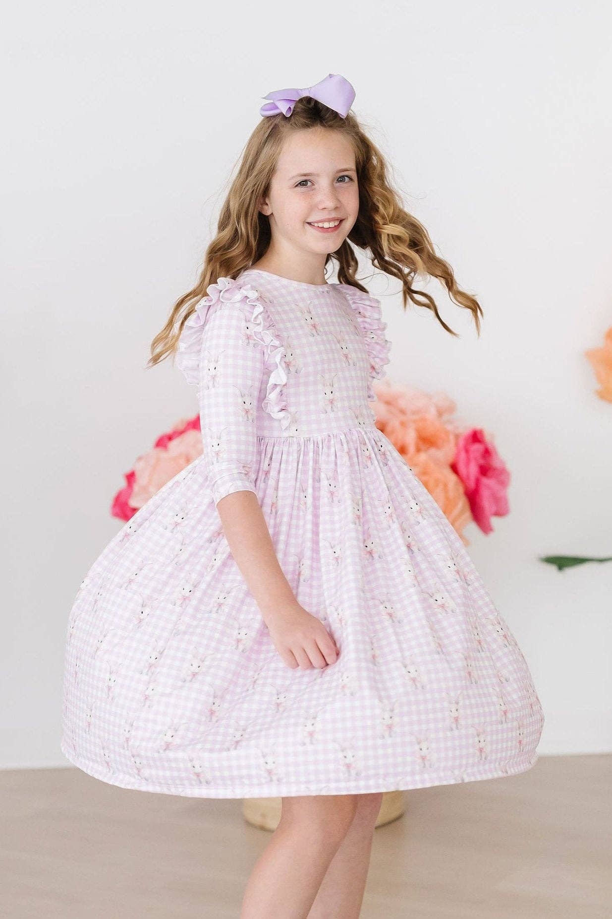 Mila & Rose - 3/4 Sleeve Ruffle Twirl Dress || Baby Bunnies