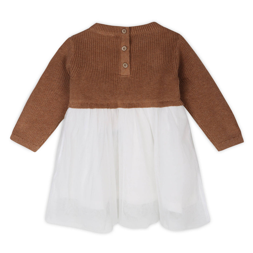 Viverano Organics - Floral Embroidered Sweater Knit Tutu Baby Dress || Natural